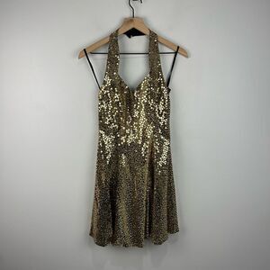 Vintage Gold Sequined Flirtations By Alfred Angelo Mini Party Dress